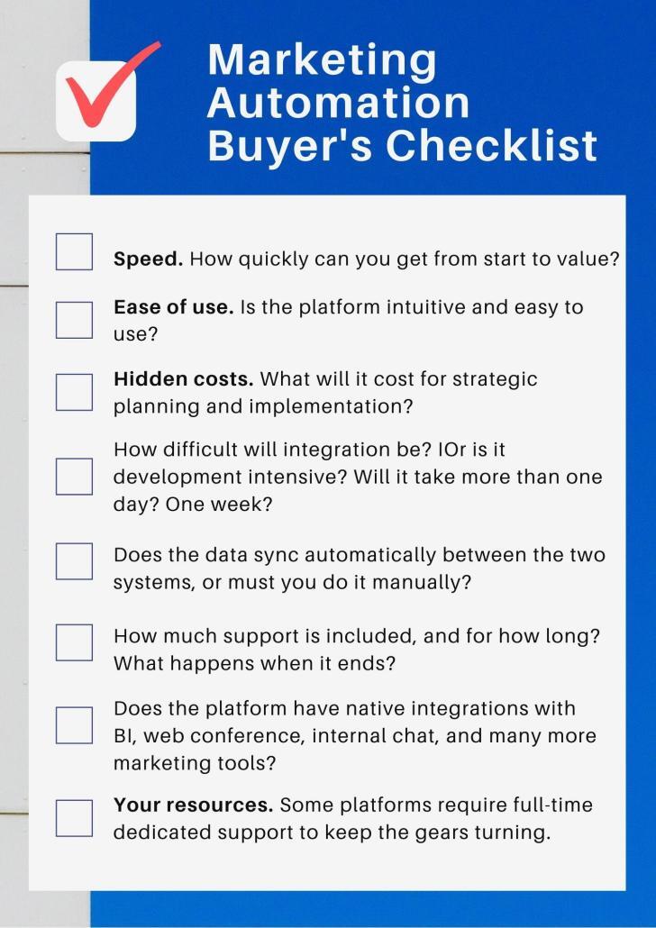 buying marketing automation tool checklist