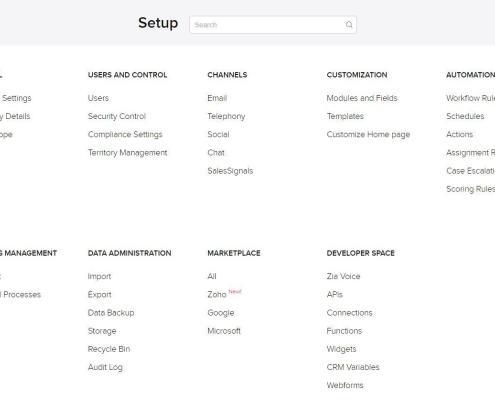 Zoho crm setup