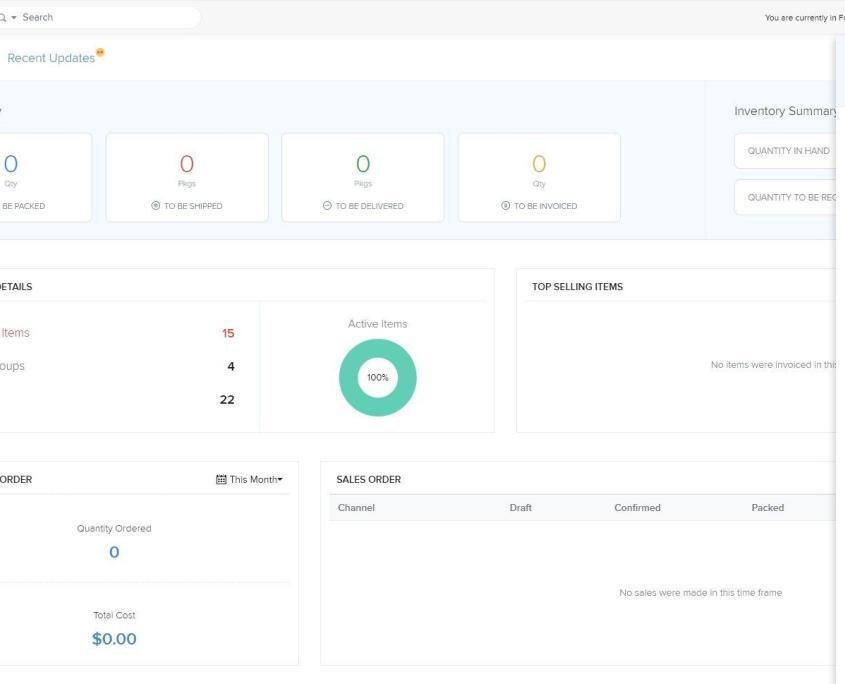 Zoho Inventory settings